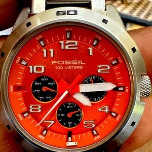 Fossil Vibrant Orange Chronograph Watch